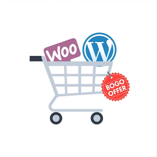 Shopping cart with BOGO label.