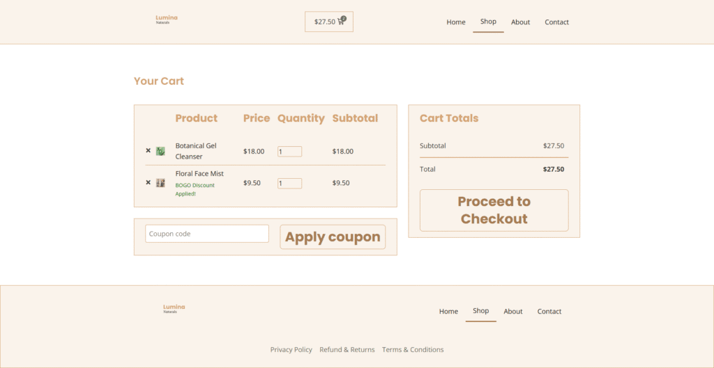 Bogo applied in checkout.