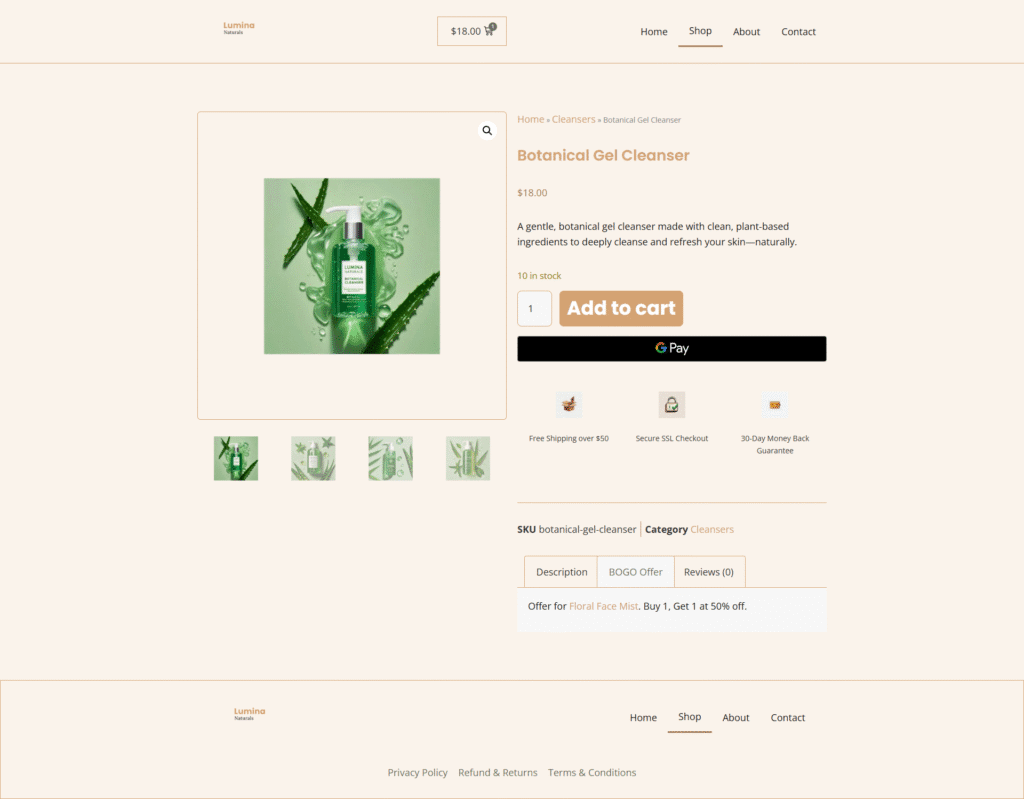 Bogo appears in product page.