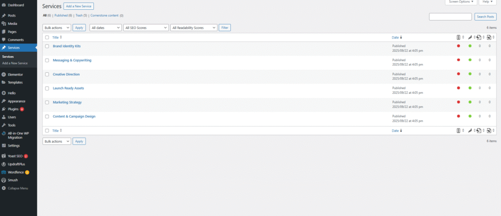 Custom Services created.