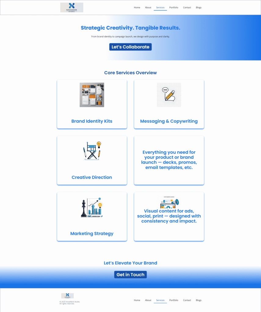 Custom Services Displayed.