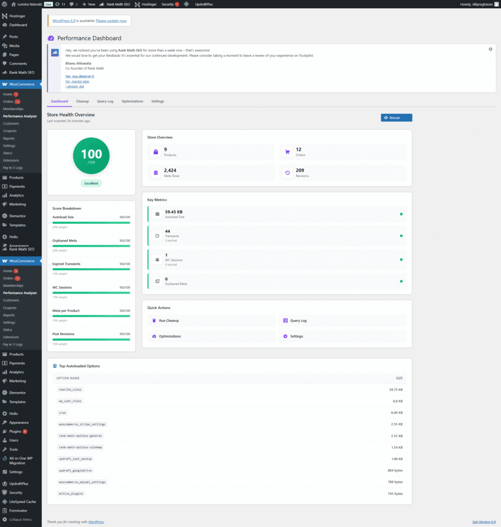 Performance Dashboard - Real-time health scoring and key metrics