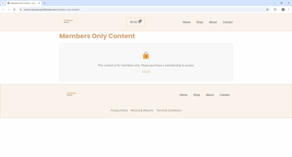 Membership restricted content lock.